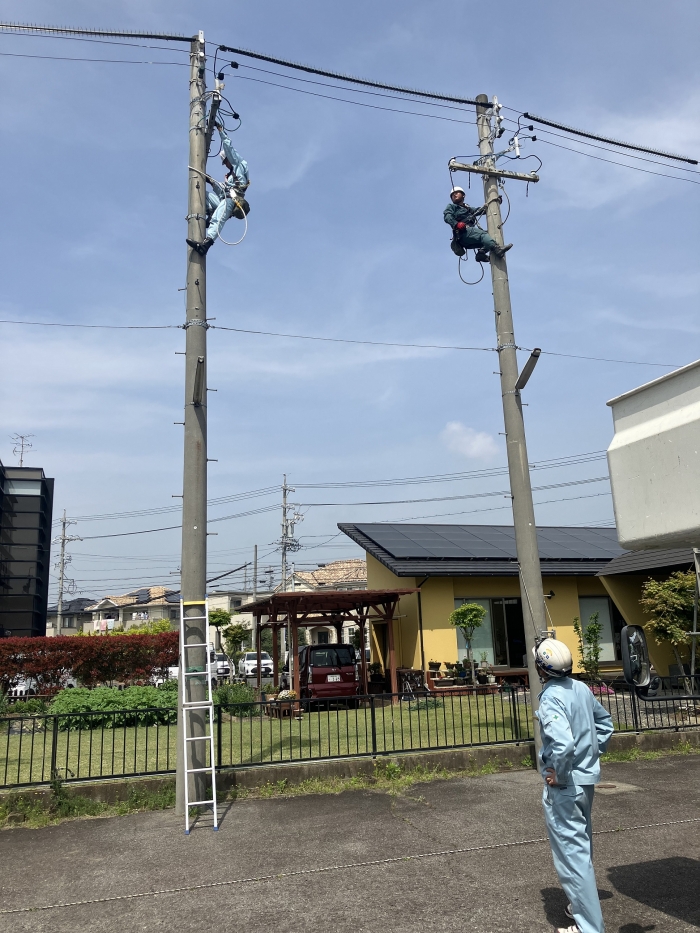 新入社員研修にて昇柱訓練を行いました。